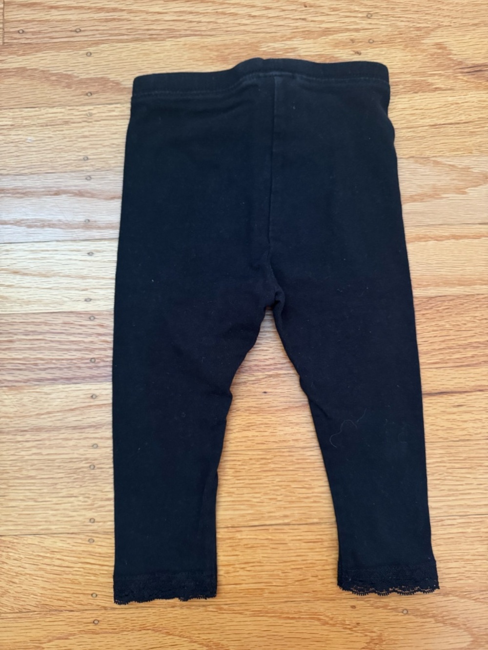 Old Navy Baby Girls Black Lace-Trim Cotton Stretch Leggings | 12-18M